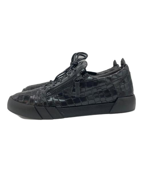 GIUSEPPE ZANOTTI（ジュゼッペザノッティ）GIUSEPPE ZANOTTI (ジュゼッペザノッティ) Frankie ダブルジップローカットスニーカー ブラック サイズ:45の古着・服飾アイテム