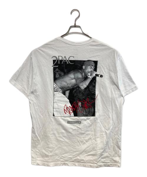 2PAC（2パック）2PAC (2パック) Primitive (プリミティブ) プリントTシャツ ホワイト サイズ:XLの古着・服飾アイテム