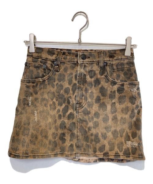 R13（アールサーティン）R13 (アールサーティン) HIGH RISE ミニスカート ブラウン サイズ:24の古着・服飾アイテム