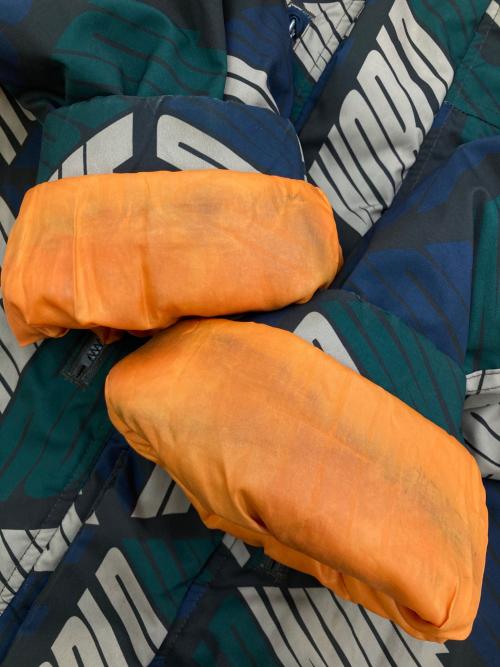 HUF（ハフ）HUF (ハフ) STANDARD PUFFER JACKET II グリーン×ブラウン サイズ:Lの古着・服飾アイテム