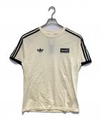 adidas×oasisアディダス×オアシス）の古着「ツアースリーストライプス Tシャツ」｜アイボリー×ブラック
