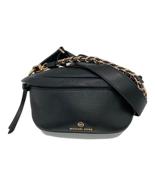 MICHAEL KORS（マイケル・コース）MICHAEL KORS (マイケル・コース) スレーターエクストラ スモールペプルド レザースリングバッグ ブラックの古着・服飾アイテム