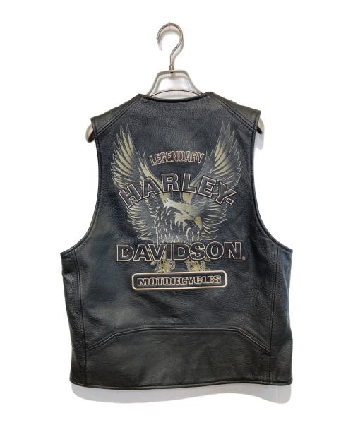 HARLEY-DAVIDSON（ハーレーダビッドソン）HARLEY-DAVIDSON (ハーレーダビッドソン) ［古着］レザーベスト ブラック サイズ:Mの古着・服飾アイテム