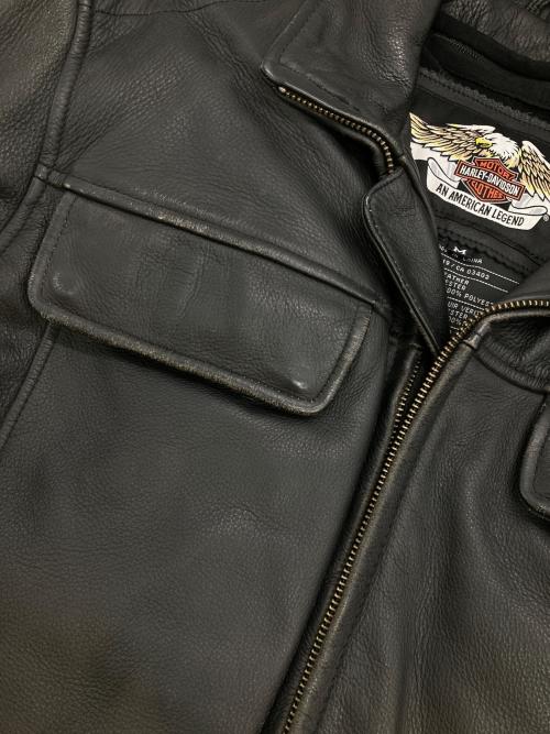 HARLEY-DAVIDSON（ハーレーダビッドソン）HARLEY-DAVIDSON (ハーレーダビッドソン) ［古着］レザーライダースジャケット ブラック サイズ:Sの古着・服飾アイテム