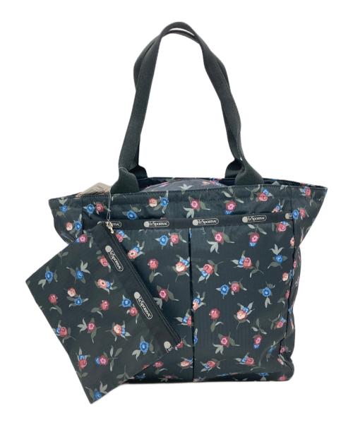 LeSportsac（レスポートサック）LeSportsac (レスポートサック) 花柄トートバッグ ブラックの古着・服飾アイテム