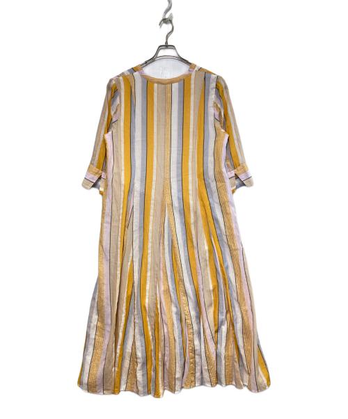 ne quittez pas（ヌキテパ）ne quittez pas (ヌキテパ) Cotton Voile Stripe Panel Dress イエロー サイズ:Mの古着・服飾アイテム