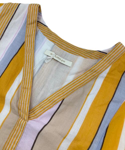 ne quittez pas（ヌキテパ）ne quittez pas (ヌキテパ) Cotton Voile Stripe Panel Dress イエロー サイズ:Mの古着・服飾アイテム