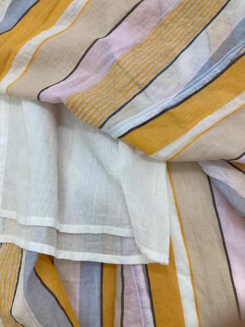 ne quittez pas（ヌキテパ）ne quittez pas (ヌキテパ) Cotton Voile Stripe Panel Dress イエロー サイズ:Mの古着・服飾アイテム