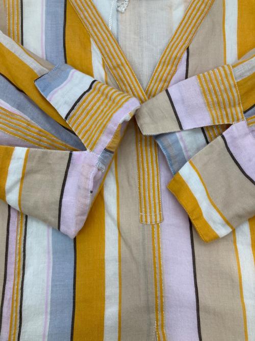 ne quittez pas（ヌキテパ）ne quittez pas (ヌキテパ) Cotton Voile Stripe Panel Dress イエロー サイズ:Mの古着・服飾アイテム