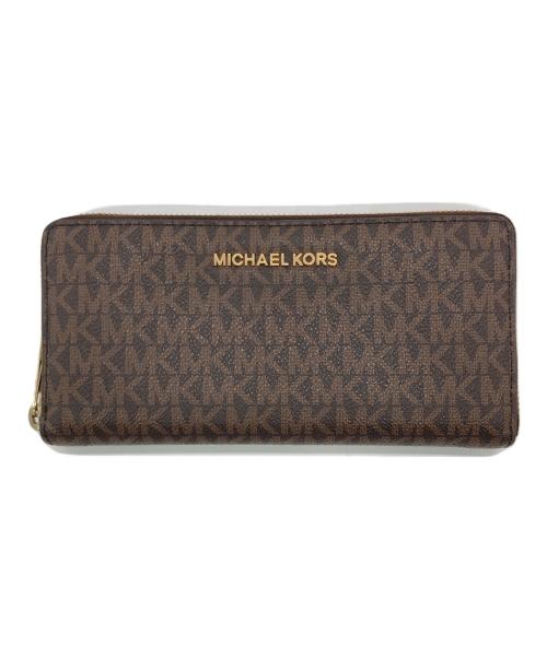 MICHAEL KORS（マイケル・コース）MICHAEL KORS (マイケル・コース) JET SET TRAVELジップアラウンドコンチネンタルウォレット ブラウンの古着・服飾アイテム