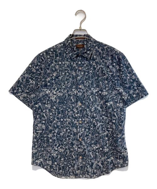 Paul Smith COLLECTION（ポールスミス コレクション）Paul Smith COLLECTION (ポールスミス コレクション) エッチングインザサンプリント シャツ ネイビー サイズ:Sの古着・服飾アイテム