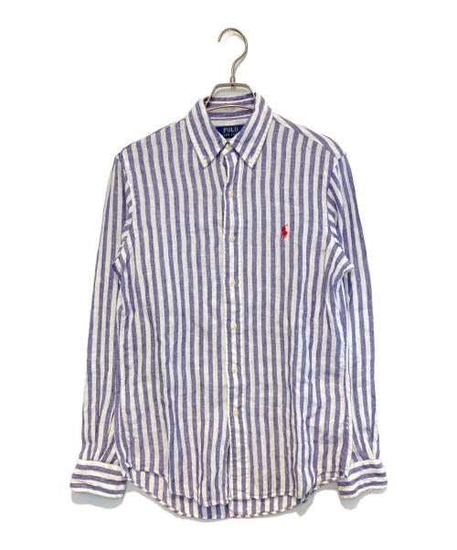 POLO RALPH LAUREN（ポロ・ラルフローレン）POLO RALPH LAUREN (ポロ・ラルフローレン) ストライプリネンシャツ パープル×ホワイト サイズ:XSの古着・服飾アイテム