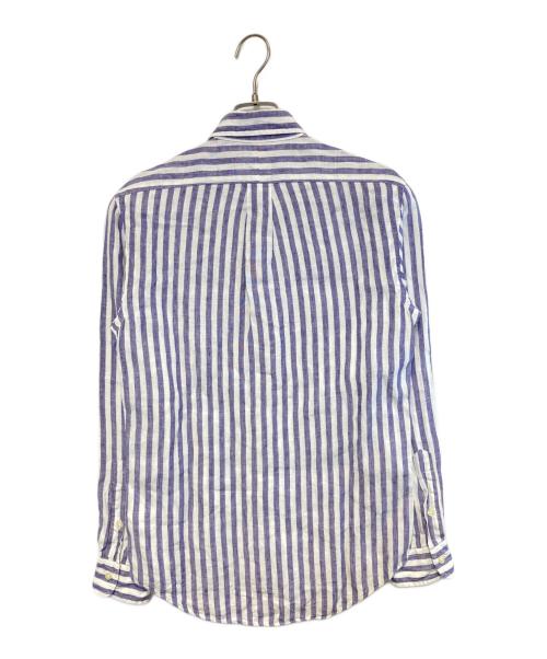 POLO RALPH LAUREN（ポロ・ラルフローレン）POLO RALPH LAUREN (ポロ・ラルフローレン) ストライプリネンシャツ パープル×ホワイト サイズ:XSの古着・服飾アイテム