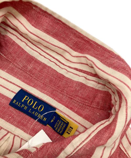 POLO RALPH LAUREN（ポロ・ラルフローレン）POLO RALPH LAUREN (ポロ・ラルフローレン) リネンプルオーバーシャツ ベージュ×レッド サイズ:S 未使用品の古着・服飾アイテム