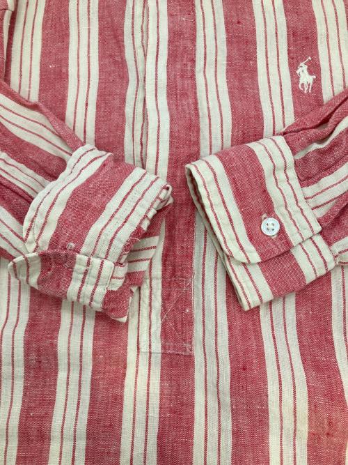 POLO RALPH LAUREN（ポロ・ラルフローレン）POLO RALPH LAUREN (ポロ・ラルフローレン) リネンプルオーバーシャツ ベージュ×レッド サイズ:S 未使用品の古着・服飾アイテム