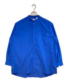 PAPERSKY（ペーパースカイ）の古着「RELAX CAVE TYPEWRITER LONG BIG SHIRT」｜ブルー