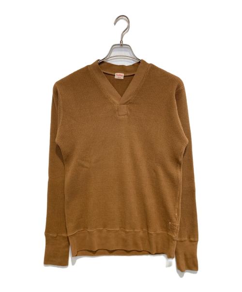Healthknit（ヘルスニット）Healthknit (ヘルスニット) サーマルカットソー ブラウン サイズ:Mの古着・服飾アイテム