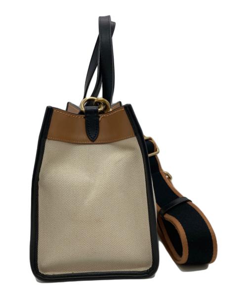 COACH（コーチ）COACH (コーチ) キャンバス レザー2WAYショルダーバッグ ベージュ×ブラウンの古着・服飾アイテム
