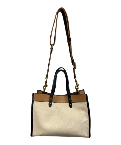 COACH（コーチ）COACH (コーチ) キャンバス レザー2WAYショルダーバッグ ベージュ×ブラウンの古着・服飾アイテム