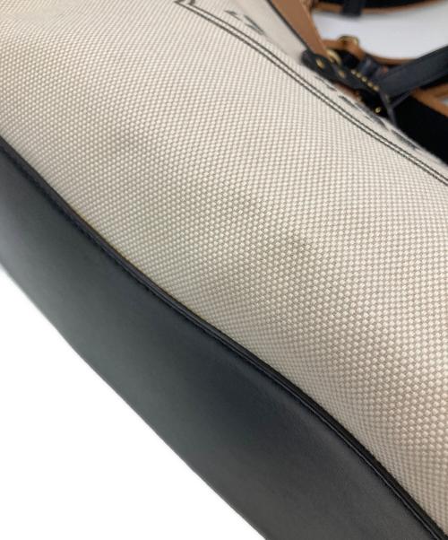 COACH（コーチ）COACH (コーチ) キャンバス レザー2WAYショルダーバッグ ベージュ×ブラウンの古着・服飾アイテム