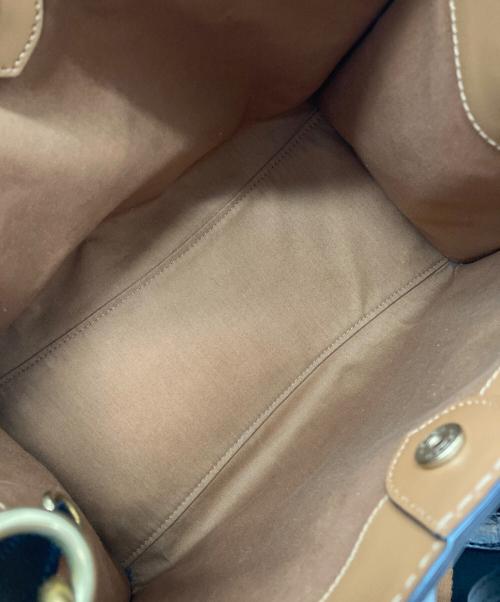COACH（コーチ）COACH (コーチ) キャンバス レザー2WAYショルダーバッグ ベージュ×ブラウンの古着・服飾アイテム