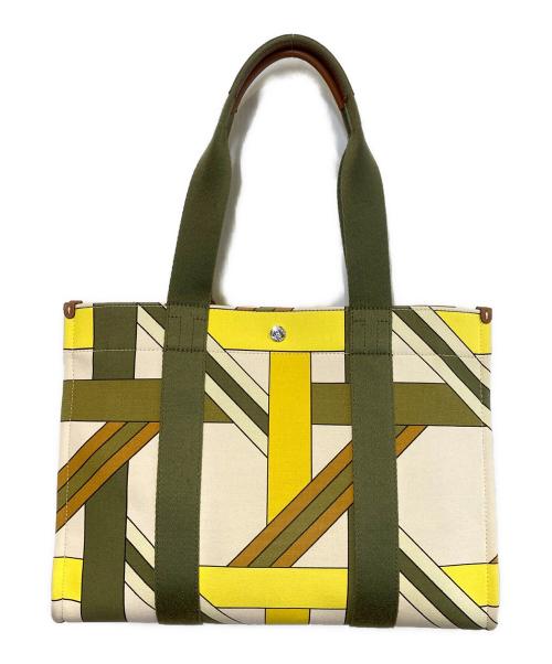 TORY BURCH（トリーバーチ）TORY BURCH (トリーバーチ) プリントキャンバストート イエロー×グリーンの古着・服飾アイテム