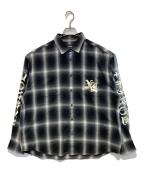 X-LARGEエクストララージ）の古着「OLD ENGLISH L/S FLANNEL SHIRT」｜ブラック×ホワイト