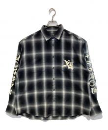 X-LARGE（エクストララージ）の古着「OLD ENGLISH L/S FLANNEL SHIRT」｜ブラック×ホワイト