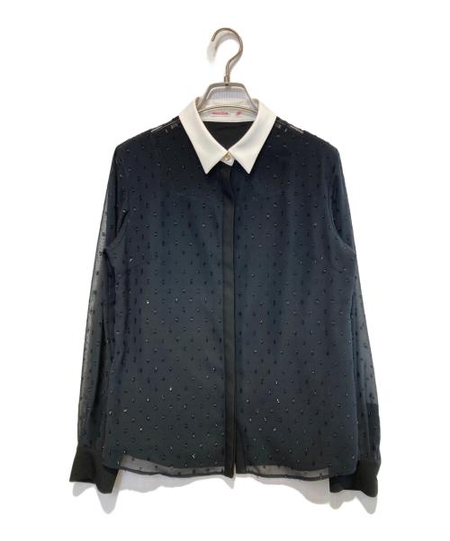DRESSTERIOR（ドレステリア）DRESSTERIOR (ドレステリア) フィルムドットクレリックブラウス ブラック サイズ:Mの古着・服飾アイテム