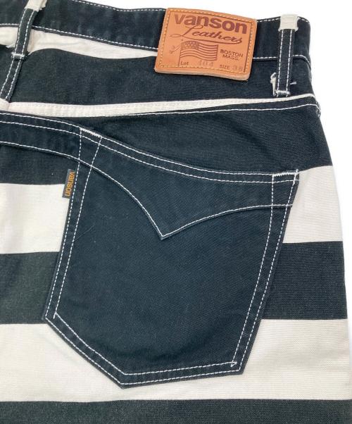 VANSON（バンソン）VANSON (バンソン) プリズナーファイブポケット ワークパンツ ホワイト×ブラック サイズ:38の古着・服飾アイテム