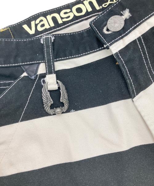 VANSON（バンソン）VANSON (バンソン) プリズナーファイブポケット ワークパンツ ホワイト×ブラック サイズ:38の古着・服飾アイテム