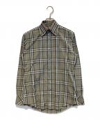 BURBERRY BLACK LABELバーバリーブラックレーベル）の古着「ホース刺繍チェックBDシャツ」｜グレー×ブルー