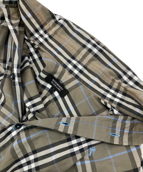 BURBERRY BLACK LABEL（バーバリーブラックレーベル）BURBERRY BLACK LABEL (バーバリーブラックレーベル) ホース刺繍チェックBDシャツ グレー×ブルー サイズ:Sの古着・服飾アイテム