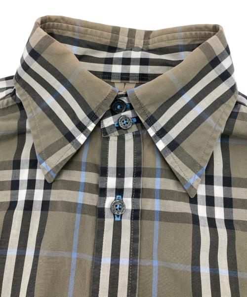 BURBERRY BLACK LABEL（バーバリーブラックレーベル）BURBERRY BLACK LABEL (バーバリーブラックレーベル) ホース刺繍チェックBDシャツ グレー×ブルー サイズ:Sの古着・服飾アイテム