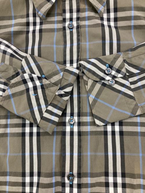 BURBERRY BLACK LABEL（バーバリーブラックレーベル）BURBERRY BLACK LABEL (バーバリーブラックレーベル) ホース刺繍チェックBDシャツ グレー×ブルー サイズ:Sの古着・服飾アイテム