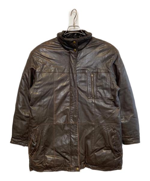 Eddie Bauer（エディーバウアー）Eddie Bauer (エディーバウアー) ［古着］レザーダウンジャケット ブラウン サイズ:Mの古着・服飾アイテム