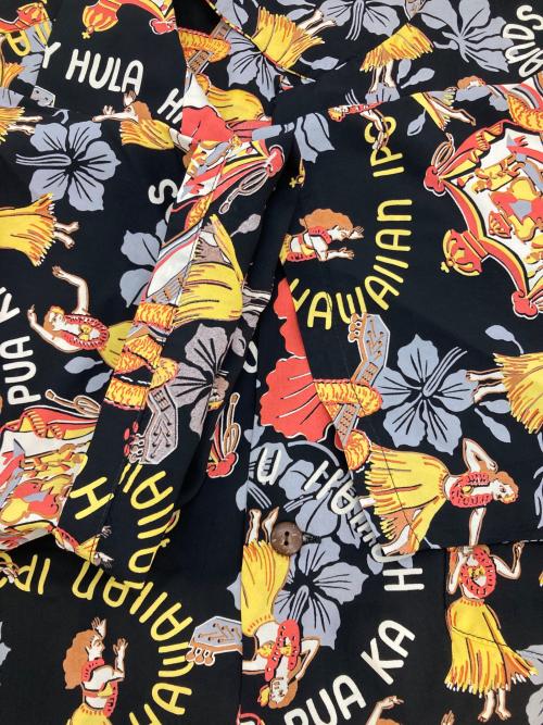 Sun Surf（サンサーフ）Sun Surf (サンサーフ) RAYON HAWAIIAN SHIRT “LOVELY HULA HANDS” ブラック×ピンク サイズ:XLの古着・服飾アイテム