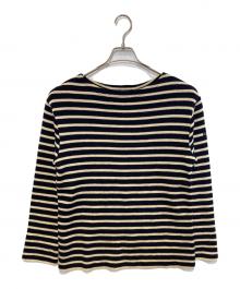 tricots saint james（トリコセントジェームス）の古着「［古着］ボーダーニット」｜ブラック×ベージュ