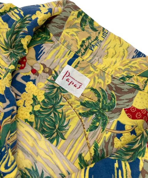 PAPAS（パパス）PAPAS (パパス) アロハシャツ イエロー サイズ:Lの古着・服飾アイテム
