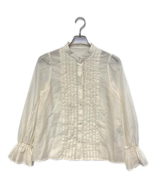 SHIPS any（シップスエニィ）SHIPS any (シップスエニィ) シアーフリル バンドカラーシャツブラウス ホワイト サイズ:Fの古着・服飾アイテム