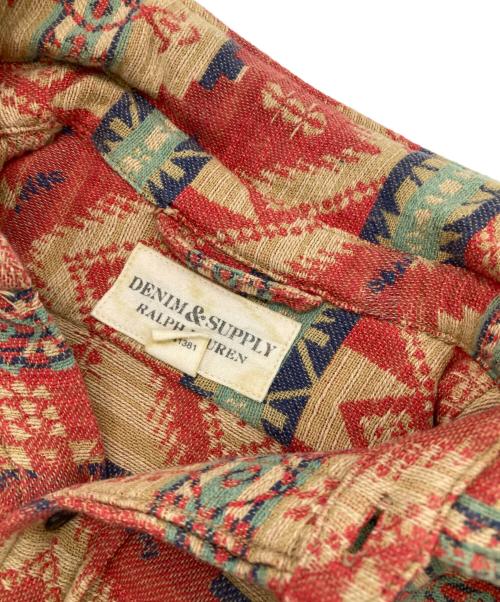 Denim & Supply Ralph Lauren（デニム＆サプライ ラルフローレン）Denim & Supply Ralph Lauren (デニム＆サプライ ラルフローレン) ネイティブ柄ジャガードL/Sシャツ レッド×ベージュ サイズ:XSの古着・服飾アイテム