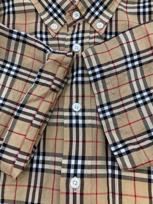 Burberry's（バーバリーズ）Burberry's (バーバリーズ) コットンリネンノバチェックS/Sシャツ ベージュ サイズ:LYの古着・服飾アイテム