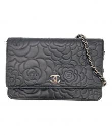 CHANEL（シャネル）の古着「カメリアチェーンウォレット」｜ブラック
