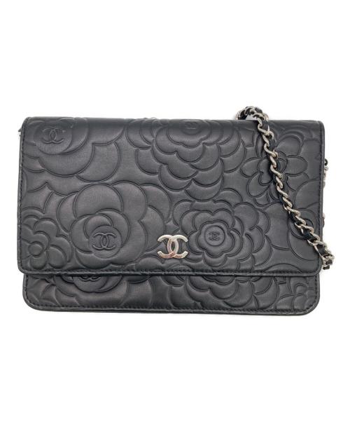 CHANEL（シャネル）CHANEL (シャネル) カメリアチェーンウォレット ブラックの古着・服飾アイテム