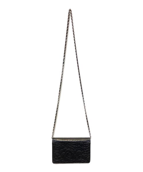 CHANEL（シャネル）CHANEL (シャネル) カメリアチェーンウォレット ブラックの古着・服飾アイテム