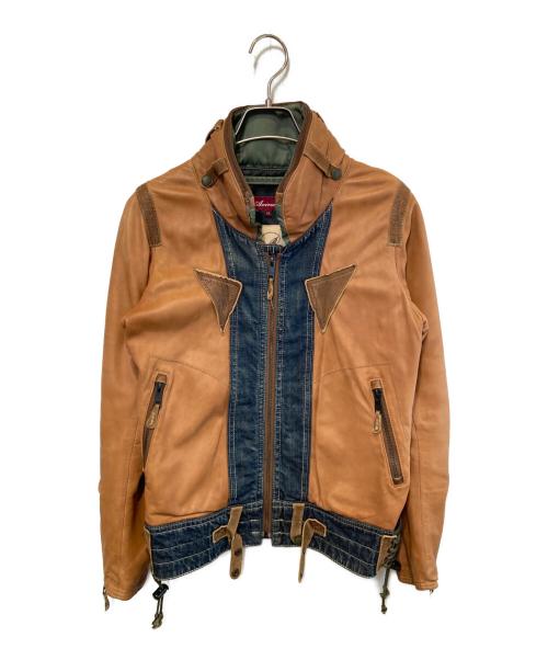 AVIREX（アヴィレックス）AVIREX (アヴィレックス) ラムレザージャケット ブラウン サイズ:Mの古着・服飾アイテム