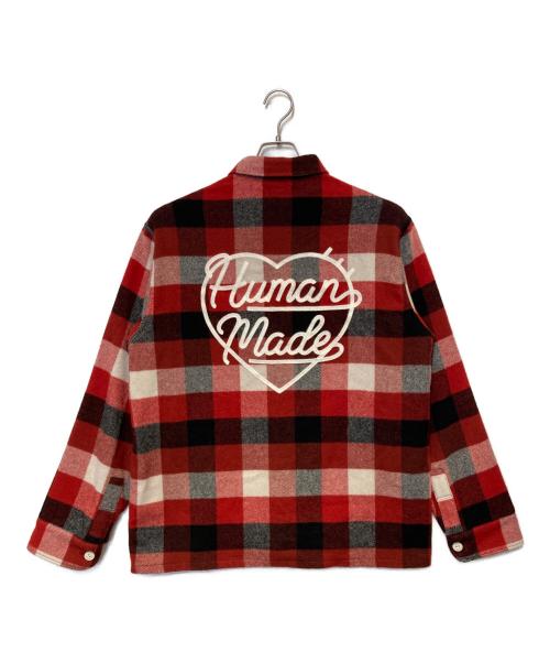 HUMAN MADE（ヒューマンメイド）HUMAN MADE (ヒューマンメイド) WOOL BEAVERBLOCK CHECK SHIRT レッド×ブラック サイズ:XLの古着・服飾アイテム