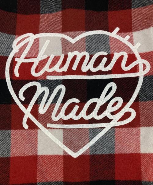 HUMAN MADE（ヒューマンメイド）HUMAN MADE (ヒューマンメイド) WOOL BEAVERBLOCK CHECK SHIRT レッド×ブラック サイズ:XLの古着・服飾アイテム