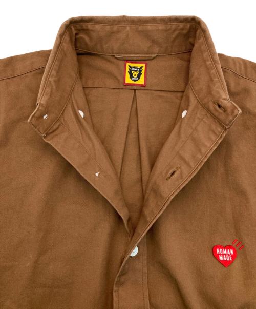 HUMAN MADE（ヒューマンメイド）HUMAN MADE (ヒューマンメイド) ハートロゴコットンBDシャツ ブラウン サイズ:Ｌの古着・服飾アイテム
