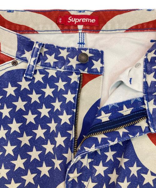 SUPREME（シュプリーム）SUPREME (シュプリーム) Flag Double Knee Painter Pant ブルー×レッド サイズ:32の古着・服飾アイテム